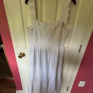 White Sleeveless Ruffle Dress